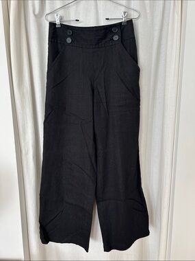 Max Studio PETITE Wide-Leg Trousers w Double-Button Waist sailor style sz 4P